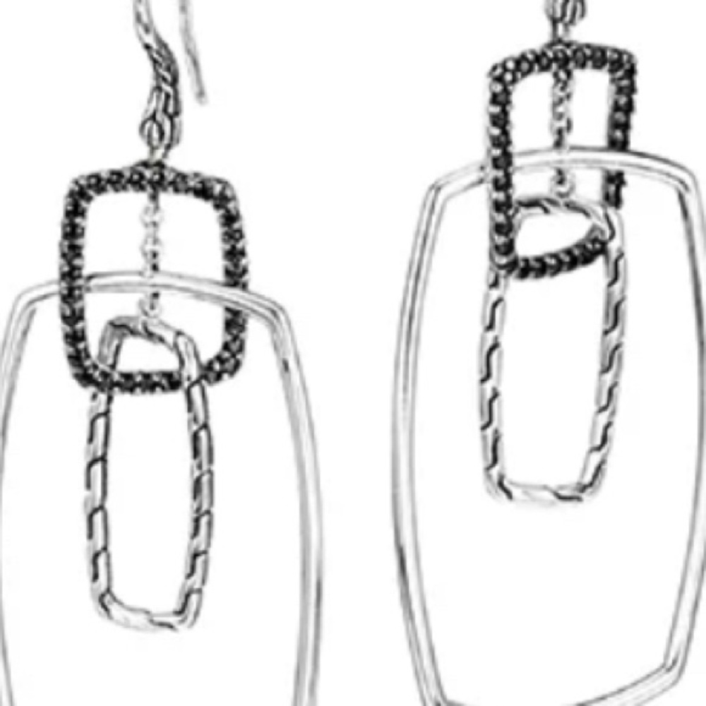 John Hardy classic chain silver and black sapphire Earrings